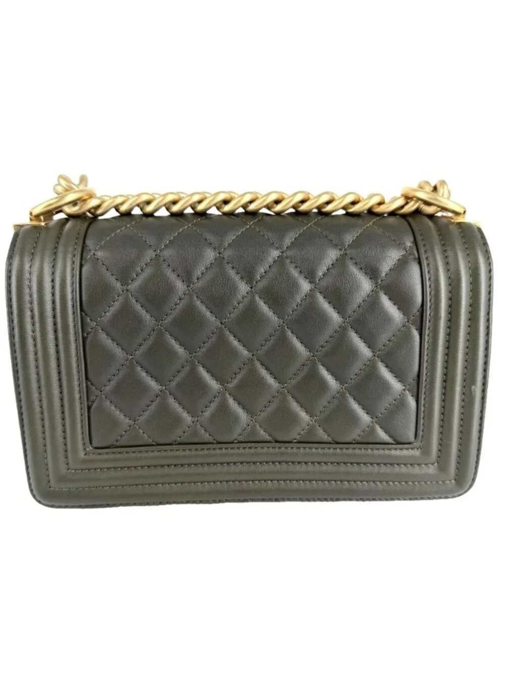 Chanel Shoulder Bag Quilted Boy 20 CC Logo Bag Crossbody Boy Lambskin Khaki